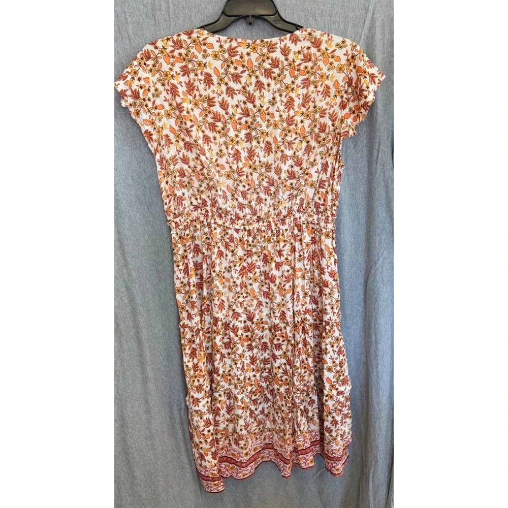 Lola‎ P. Floral Festival Cottagecore Midi Dress Peasant Boho Tiered Womens XL